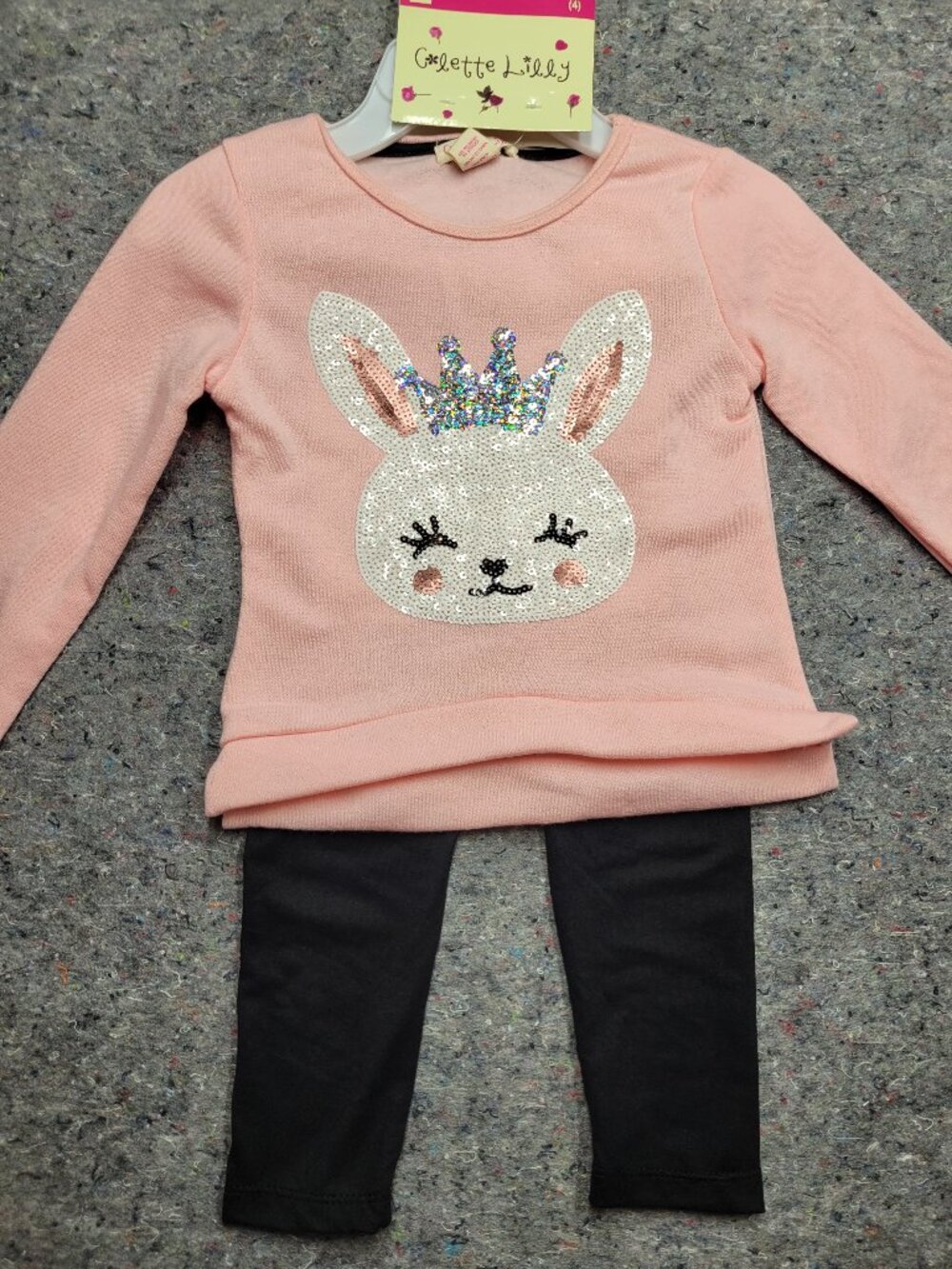 Girls pant set, Collette Lilly, size 4, pink and black, new with tags